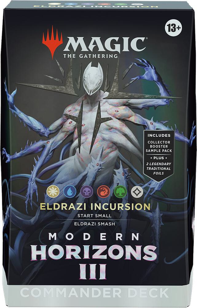 Card game box for 'Eldrazi Incursion' from 'Modern Horizons III' featuring 'Magic: The Gathering'.