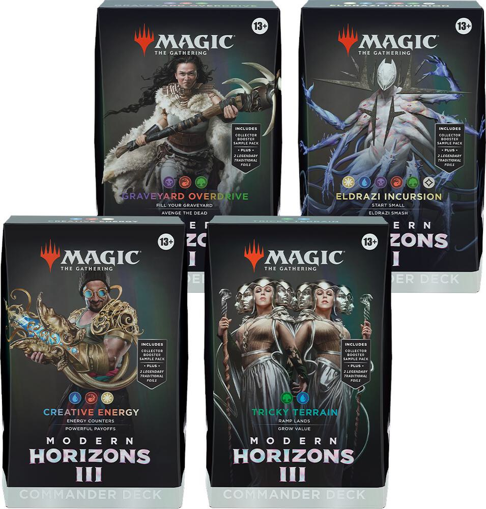 Magic: The Gathering Modern Horizons 3 Commander Deck Bundle - Includes All 4 Decks (Graveyard Overdrive, Tricky Terrain, Creative Energy, and Eldrazi Incursion)