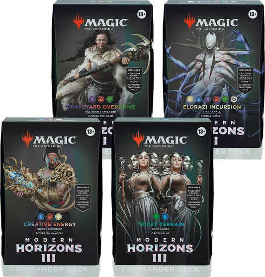 Magic: The Gathering Modern Horizons 3 Commander Deck Bundle - Includes All 4 Decks (Graveyard Overdrive, Tricky Terrain, Creative Energy, and Eldrazi Incursion)