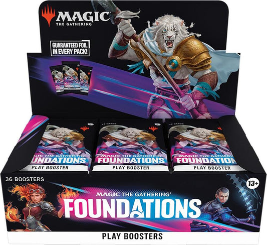 Magic the Gathering Foundations play boosters packaging with character illustration